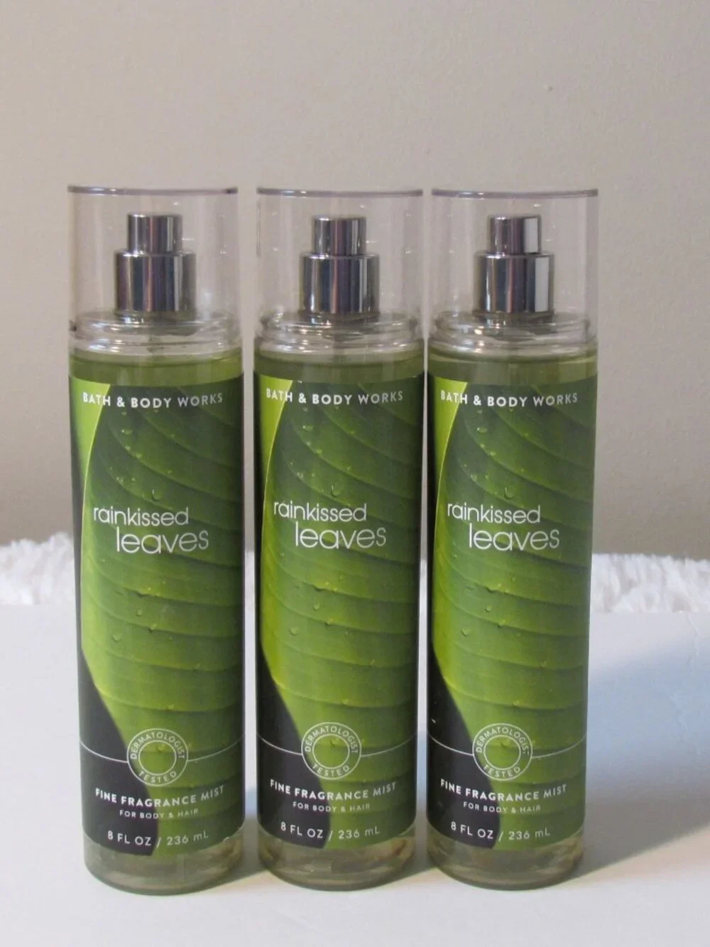 Bath & Body Works Rainkissed Leaves Fine Fragrance Mist Lot of 3 - NEW